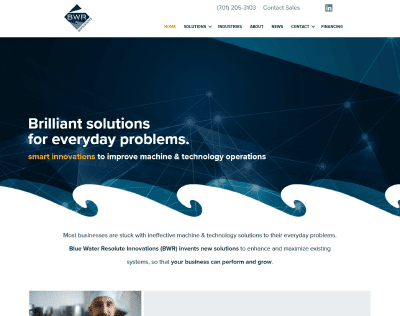 Website design for engineering company - screenshot of BWR Innovations