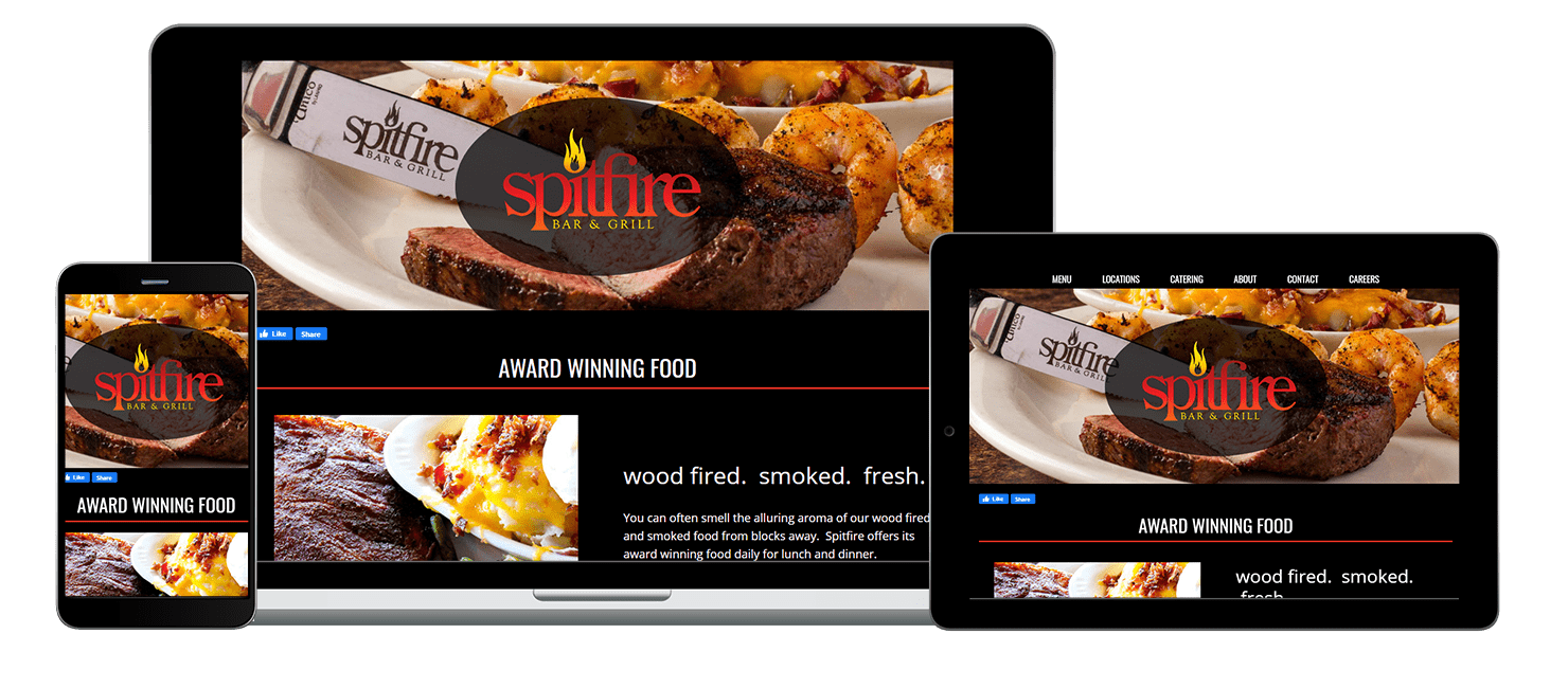 Restaurant Web Design example website for Spitfire Bar & Grill