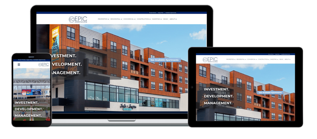 EPIC Companies - web design for property development company