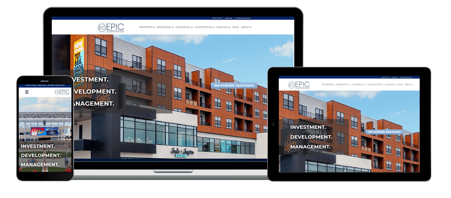 EPIC Companies - web design for property development company