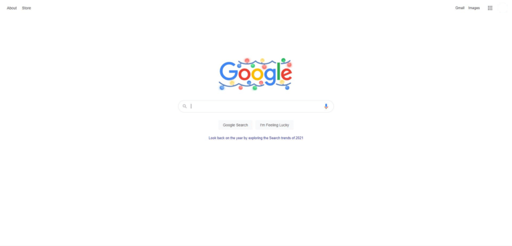 google homepage screenshot example of whitespace on a web page