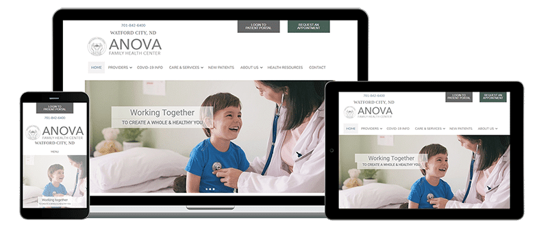 mobile desktop and tablet view of anova clinic website