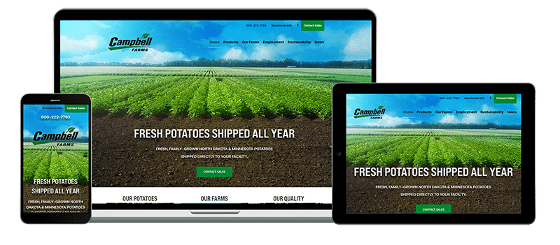 Campbell Farms - web design for agriculture supply and farms