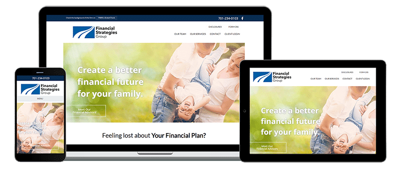 mobile desktop and tablet view of financial strategies group website