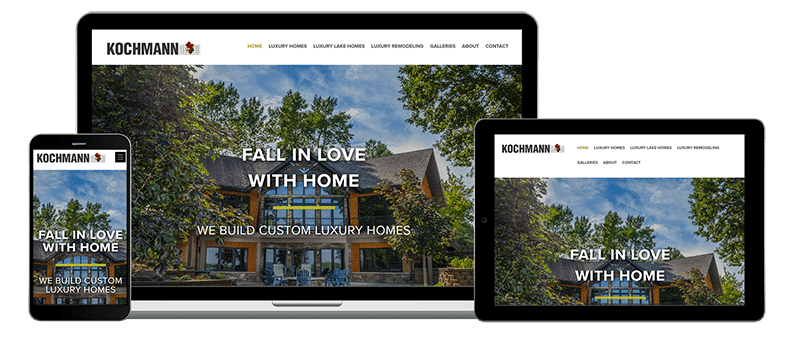 mobile desktop and tablet view of kochmann brothers homes website