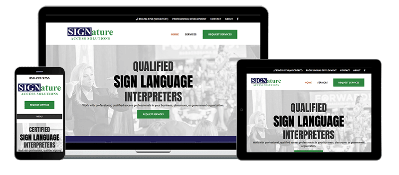 mobile desktop and tablet view of signature access solutions website