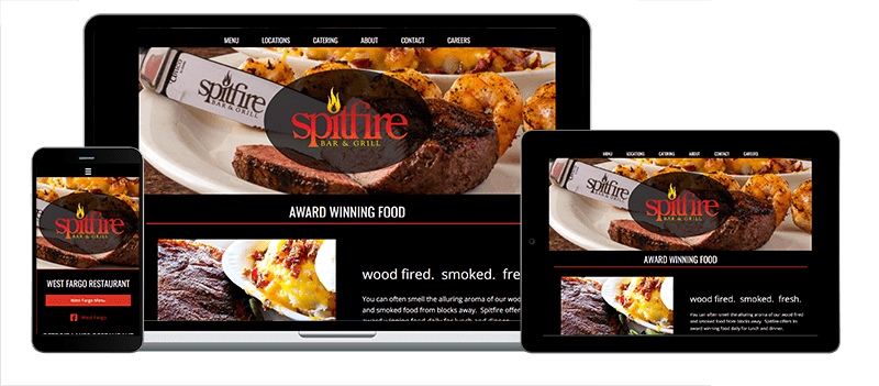 mobile desktop and tablet view of spitfire website