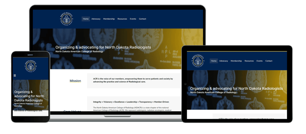 Web Design preview of North Dakota American College of Radiology website