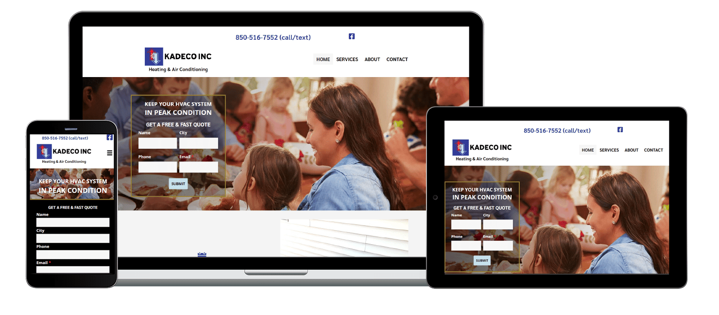 Custom website design for HVAC business - KadeCo Inc