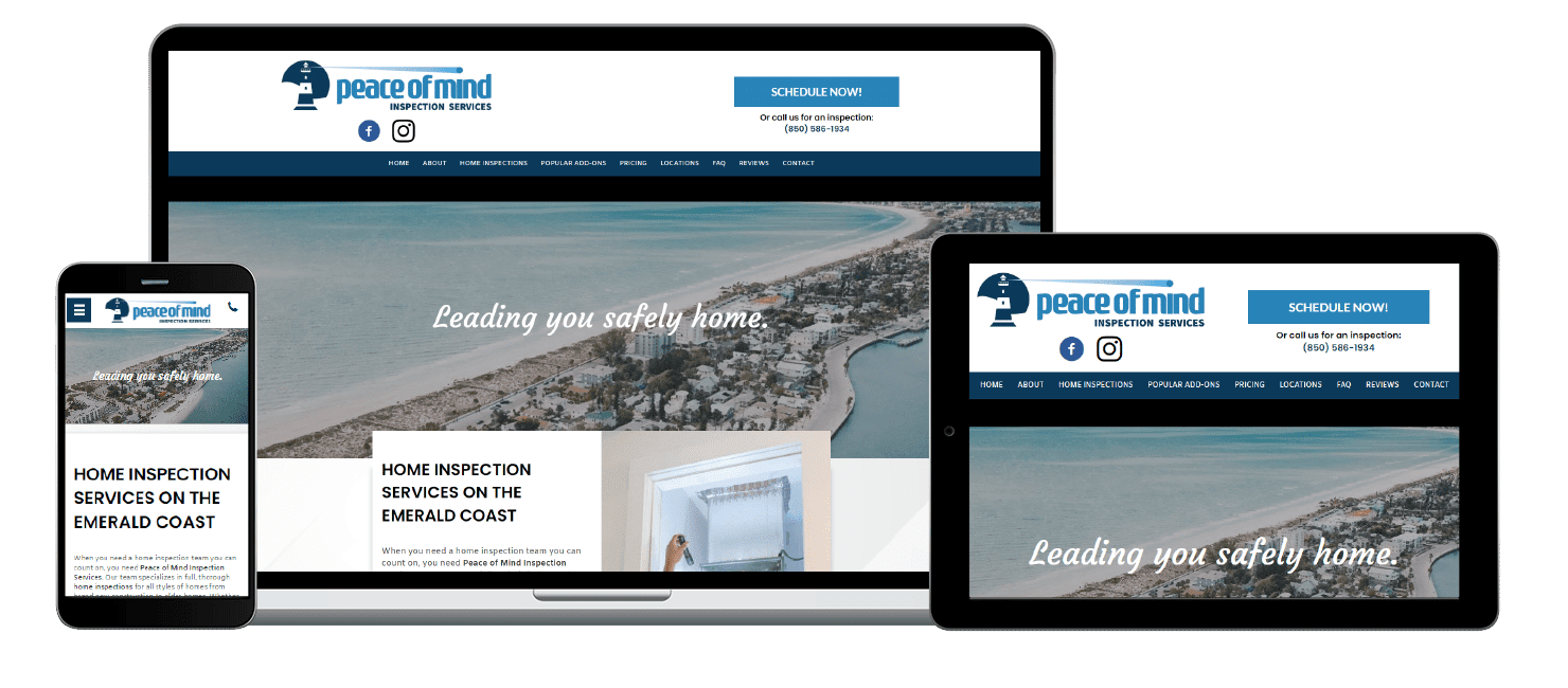 Peace of Mind Inspection Services - web design for home inspection company