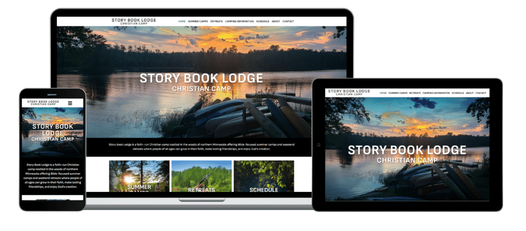 Web design for Christian Camp in Northern Minnesota - Story Book Lodge Christian Camp
