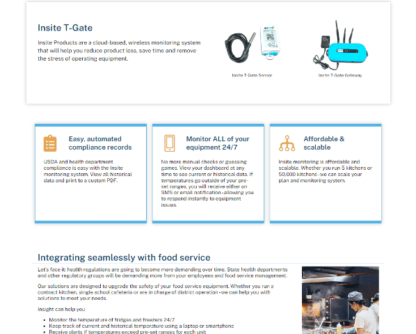 white space built into insite temperature monitoring web design