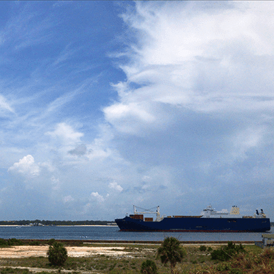 container ship in pensacola bay