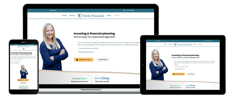 verity financial website displayed on three device types