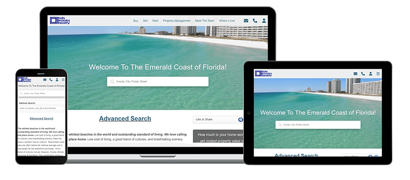 screenshot of rob brooks realty on three devices