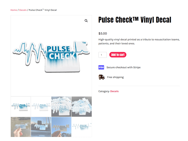 pulse check vinyl sticker product page