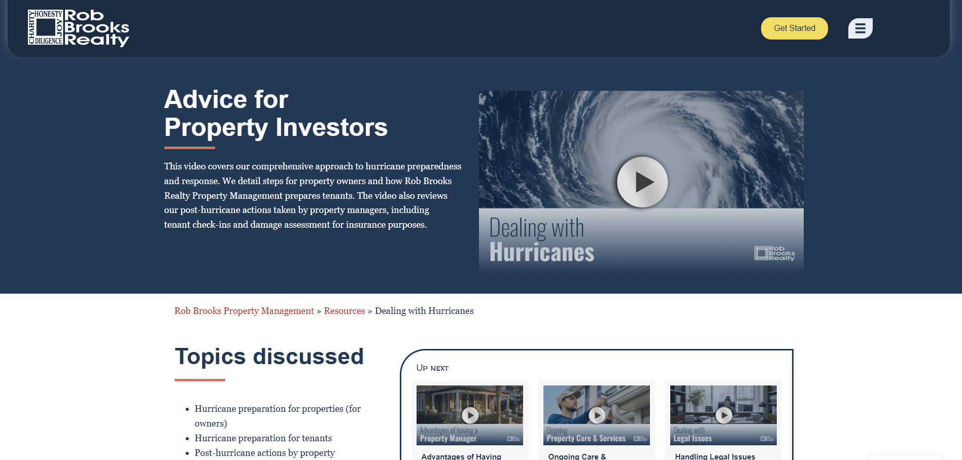 resources section on dealing with hurricanes