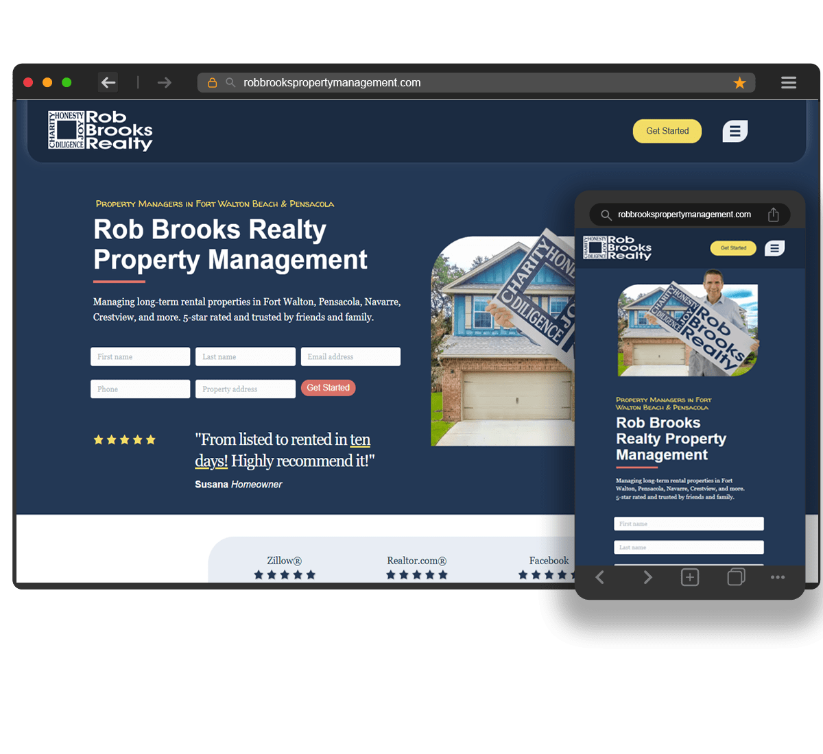 homepage of client web design from 2025 on two device types