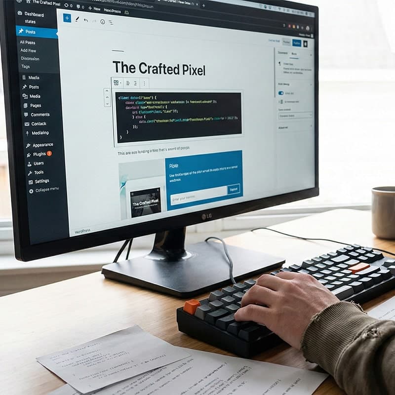 web developer working on wordpress ecommerce site-min