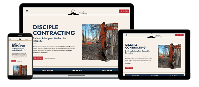 disciplecontracting.com finished website on three device types
